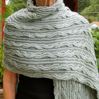 Warm Brioche Cabled Stole