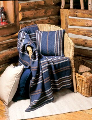Woven-Look Afghan & Pillow in Patons Classic Wool Worsted