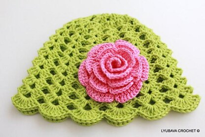 Crochet Baby Hat Rose Flower