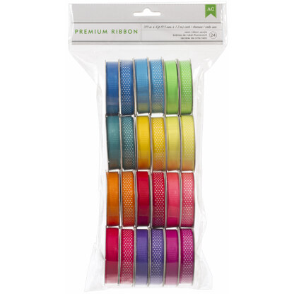 American Crafts Premium Ribbon Value Pack .375"X4' 24/Spools - Neon