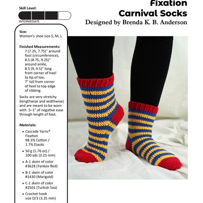 Carnival Socks in Cascade Yarns Fixation - DK412 - Free PDF