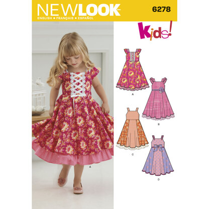 New Look Child's Dress with Trim Variations 6278 - Paper Pattern, Size A (3-4-5-6-7-8)