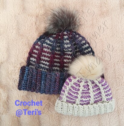 Cable Mosaic Bobble Hat