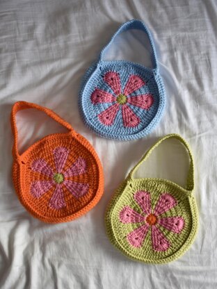 Crocheted mini flower bag