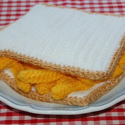 Crochet & Knitting Pattern for a Chip Butty / Sandwich - Knitted Food