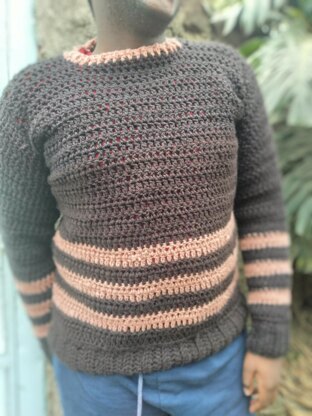 Men's striped crochet sweater