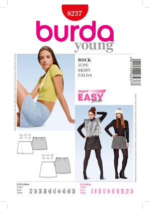 Burda Skirt Sewing Pattern B8237 - Paper Pattern, Size 6-24