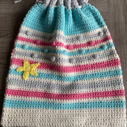 Child's Crochet Drawstring Bag