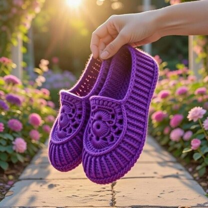 Crochet Slippers Pattern – Women’s House Shoes – Easy Adult Clogs PDF + Video Tutorial