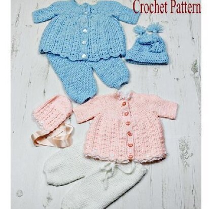 Crochet pattern Baby jacket, hat & trousers UK & USA Terms #23