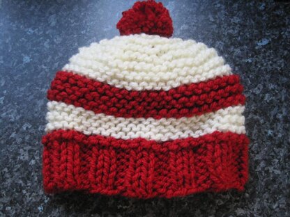 A Slightly, Slouchy, Stripy Bobble Hat