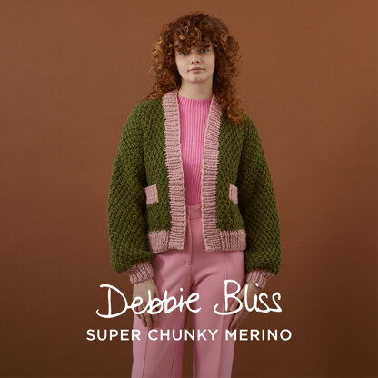 Irish Moss Stitch Cardigan - Knitting Pattern for Women in Debbie Bliss Super Chunky Merino by Debbie Bliss - DB418 - Downloadable PDF