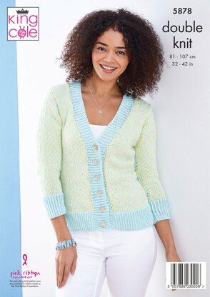 Cardigans and Top in  King Cole Finesse Cotton Silk DK - 5878 - Downloadable PDF