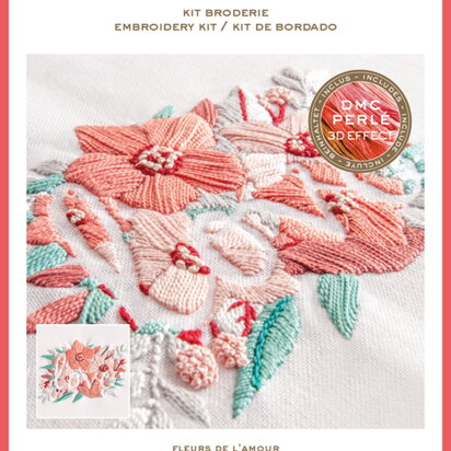 DMC Love Flowers Kit - Large Embroidery Kit - 26cm x 16cm