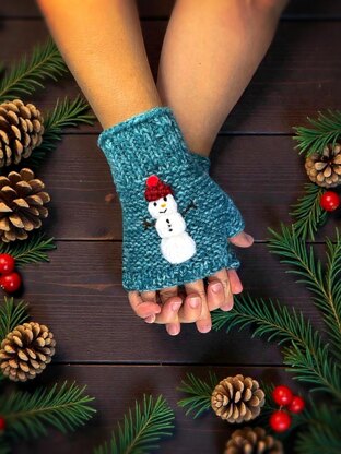 Snowman Fingerless Gloves