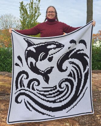 Orca Opus | Whale Overlay Mosaic Crochet Blanket