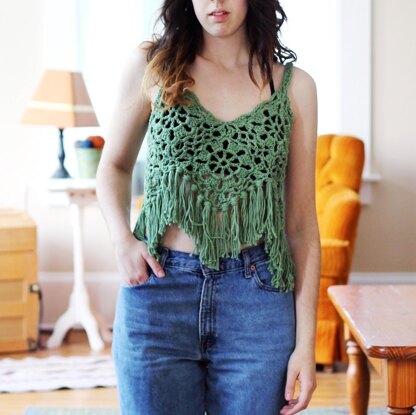 Sage Lace Crop