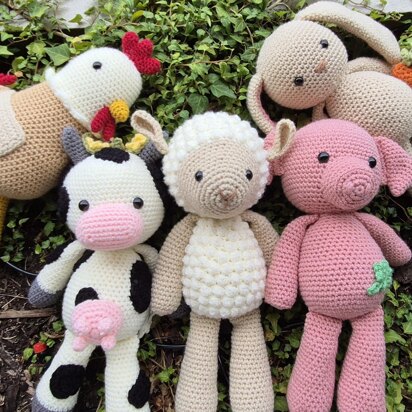 Arm Animal Set Bunny Chicken Cow Pig Sheep Lamb crochet amigurumi