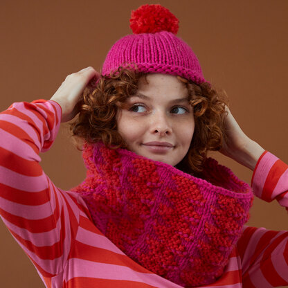 Zig Zag Cowl with Bobble Hat - Knitting Pattern for Women in Debbie ...