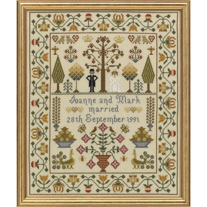 Historical Sampler Company Wedding Sampler Cross Stitch Kit - 33cm x 39cm