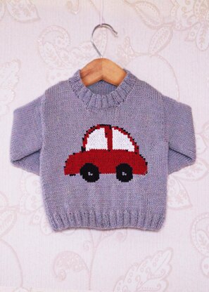 Intarsia - Little Red Car Chart - Childrens Sweater