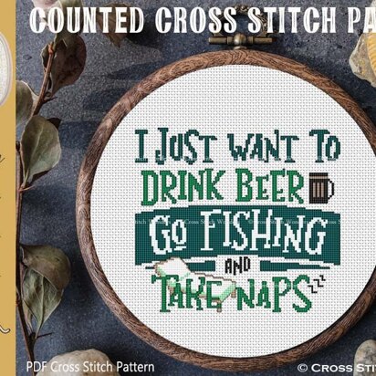 I'd Rather Be Fishing Stocking - Cross Stitch Pattern