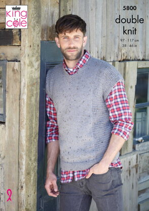 Mens Waistcoat and Tank Knitted in King Cole Homespun DK - 5800 - Downloadable PDF