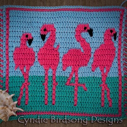 Beautiful Birds Mosaic square - Fabulous Flamingos