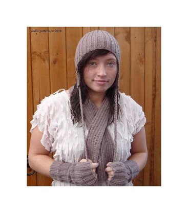 Hat, Wrist Warmers & Scarf Knitting Pattern#155