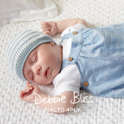Striped Baby Beanie Hat and Bootees Set - Crochet Pattern for Babies in Debbie Bliss Rialto 4ply