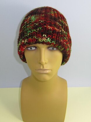 Chunky Self Striping All Rib Beanie Hat