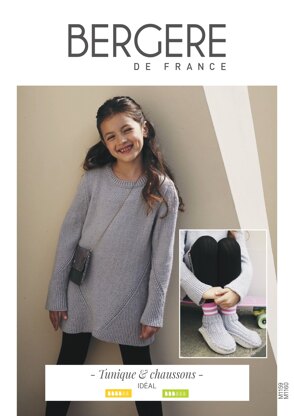 Girl Dress and Slippers in Bergere de France Ideal - M1159 - M1160 - Downloadable PDF