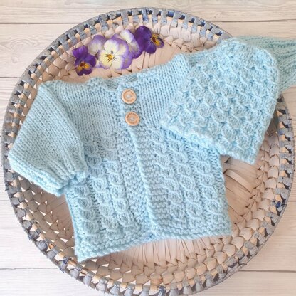 Cabled Baby Cardigan and Hat set