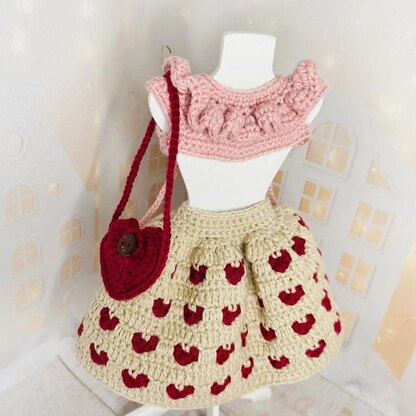 Crochet doll clothes, amigurumi doll clothes, Miss February outfit