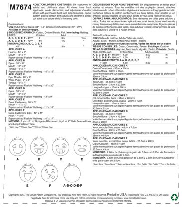 McCall's Adult/Children's Emoji Costumes M7674 - Paper Pattern Size All Sizes in One Envelope
