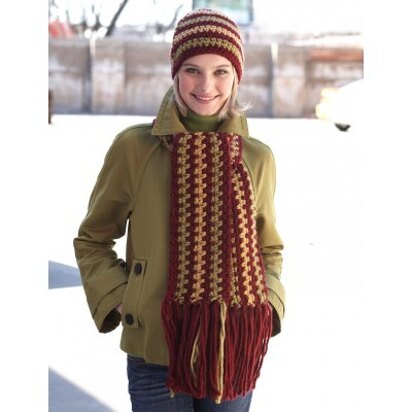 Crochet Scarf and Hat in Bernat Roving - Downloadable PDF - knitting pattern