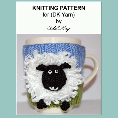 Amos Sheep Lamb Animal Farm Yard Mug Cup Cosy Warmer DK Yarn Knitting Pattern by Adel Kay
