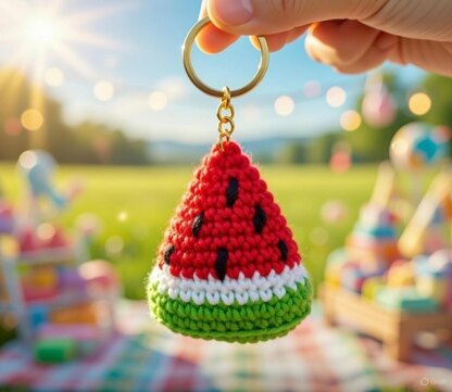 Watermelon Crochet Keychain Pattern PDF + Video Tutorial