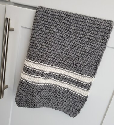 Striped Dish Towel with slipped stitch Edge