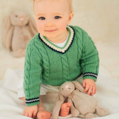 Cabled V Neck Sweater and Tank Top in Rico Baby Classic DK - 086