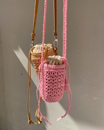 Village Raffia Mini Bag Crochet Pattern, Cellphone Bucket Bag Step-by-Step Video Tutorial