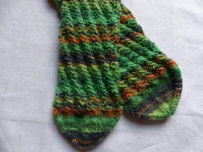 Spiralsocken Schlingenmuster