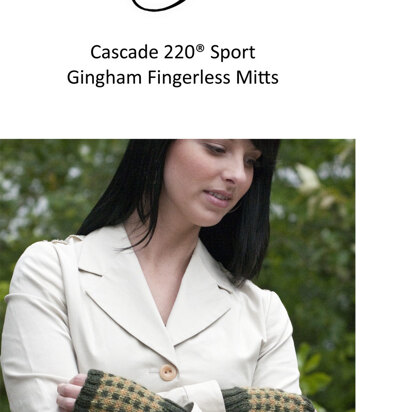 Gingham Fingerless Mitts in Cascade 220 - DK254