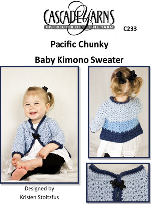 Baby Kimono Sweater in Cascade Pacific Chunky - C233 - Free PDF