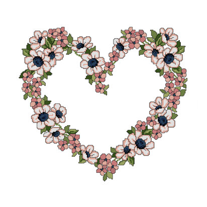 Floral Heart  in DMC - PAT0157 -  Downloadable PDF