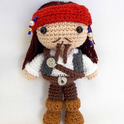 Captain Jack Sparrow amigurumi crochet doll pattern