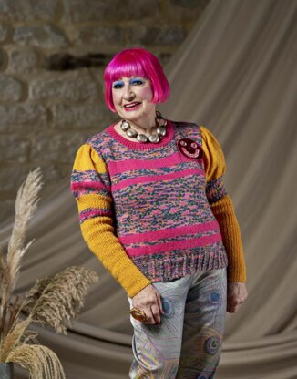 Bridie Striped Jumper with Long Puff Sleeves in West Yorkshire Spinners ColourLab - DBP0195  - Downloadable PDF