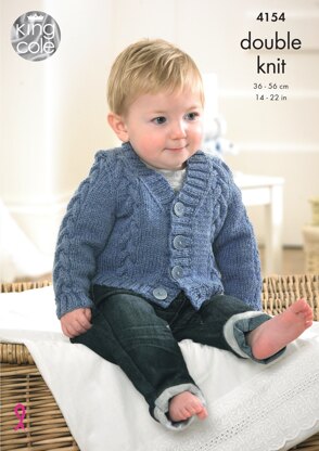 Waistcoat, Cardigan Slipover and Sweater in King Cole Baby DK - 4154 - Downloadable PDF