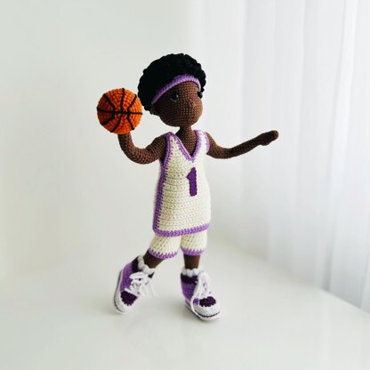 Crochet doll pattern, amigurumi doll, crochet doll body, doll clothes, Basketball players