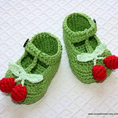 T-strap Cherry Baby Booties